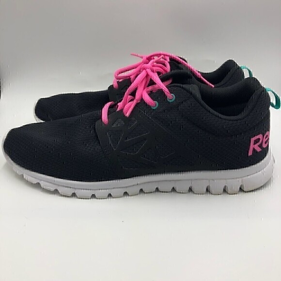 Reebok Women's Black Running Athletic Shoes Hot Pink Accents Sublite Size 12 - Picture 4 of 12